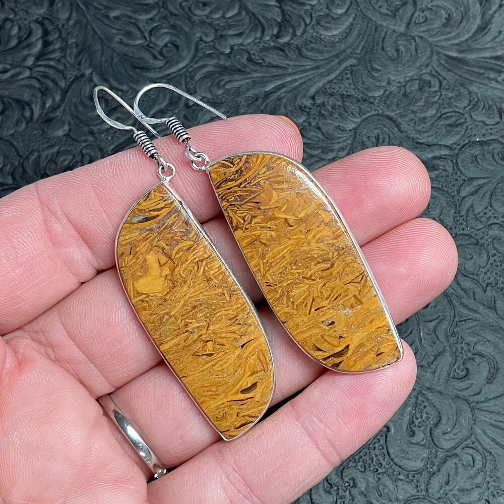 Miriam Jasper Arabic Stone Calligraphy Jasper Earrings Crystal Stone Jewelry